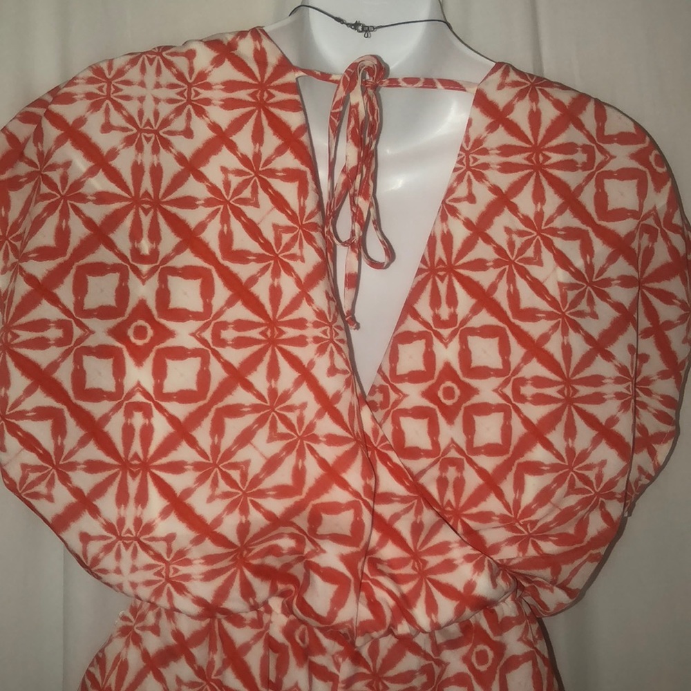 Orange/White Patterned Romper - Picture 4 of 4